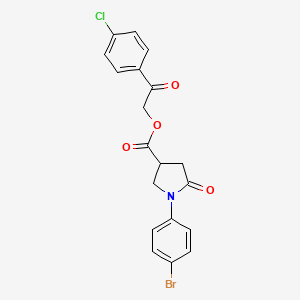 molecular formula C19H15BrClNO4 B4929206 2-(4-chlorophenyl)-2-oxoethyl 1-(4-bromophenyl)-5-oxo-3-pyrrolidinecarboxylate 