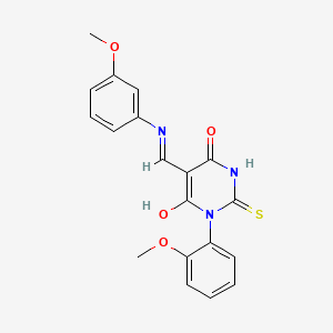 molecular formula C19H17N3O4S B4929222 1-(2-methoxyphenyl)-5-{[(3-methoxyphenyl)amino]methylene}-2-thioxodihydro-4,6(1H,5H)-pyrimidinedione 