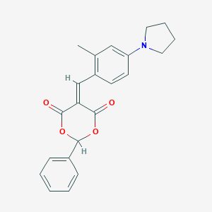 molecular formula C22H21NO4 B492923 5-[(2-Methyl-4-pyrrolidin-1-ylphenyl)methylidene]-2-phenyl-1,3-dioxane-4,6-dione 