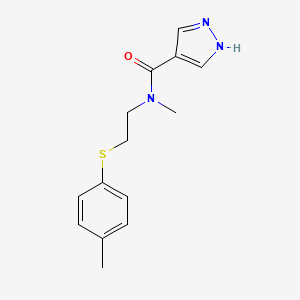 molecular formula C14H17N3OS B4929260 N-methyl-N-{2-[(4-methylphenyl)thio]ethyl}-1H-pyrazole-4-carboxamide 