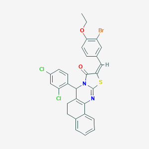 molecular formula C29H21BrCl2N2O2S B492929 (10E)-10-(3-bromo-4-ethoxybenzylidene)-7-(2,4-dichlorophenyl)-5,7-dihydro-6H-benzo[h][1,3]thiazolo[2,3-b]quinazolin-9(10H)-one 