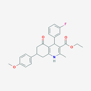 molecular formula C26H26FNO4 B4929297 ethyl 4-(3-fluorophenyl)-7-(4-methoxyphenyl)-2-methyl-5-oxo-1,4,5,6,7,8-hexahydro-3-quinolinecarboxylate 