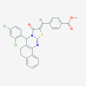 molecular formula C29H20Cl2N2O3S B492934 methyl 4-[(7-(2,4-dichlorophenyl)-9-oxo-5,7-dihydro-6H-benzo[h][1,3]thiazolo[2,3-b]quinazolin-10(9H)-ylidene)methyl]benzoate 