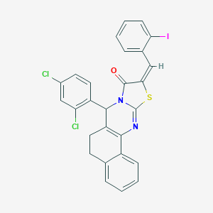 7-(2,4-dichlorophenyl)-10-(2-iodobenzylidene)-5,7-dihydro-6H-benzo[h][1,3]thiazolo[2,3-b]quinazolin-9(10H)-one