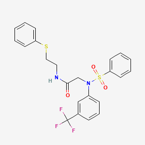 molecular formula C23H21F3N2O3S2 B4929354 N~2~-(phenylsulfonyl)-N~1~-[2-(phenylthio)ethyl]-N~2~-[3-(trifluoromethyl)phenyl]glycinamide 