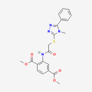 molecular formula C21H20N4O5S B4929377 dimethyl 2-({[(4-methyl-5-phenyl-4H-1,2,4-triazol-3-yl)thio]acetyl}amino)terephthalate 