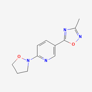 molecular formula C11H12N4O2 B4929395 2-(2-isoxazolidinyl)-5-(3-methyl-1,2,4-oxadiazol-5-yl)pyridine 