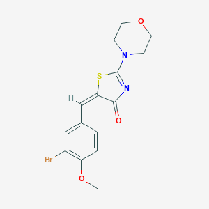 molecular formula C15H15BrN2O3S B492942 (5E)-5-(3-bromo-4-methoxybenzylidene)-2-(morpholin-4-yl)-1,3-thiazol-4(5H)-one CAS No. 667913-92-0
