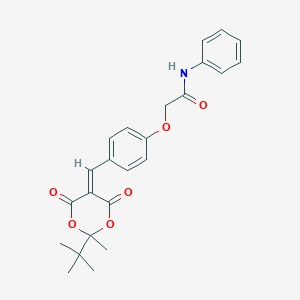 molecular formula C24H25NO6 B492943 2-{4-[(2-tert-butyl-2-methyl-4,6-dioxo-1,3-dioxan-5-ylidene)methyl]phenoxy}-N-phenylacetamide 
