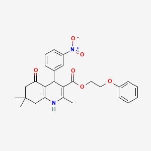 2-phenoxyethyl 2,7,7-trimethyl-4-(3-nitrophenyl)-5-oxo-1,4,5,6,7,8-hexahydro-3-quinolinecarboxylate