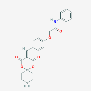 molecular formula C24H23NO6 B492947 2-{4-[(2,4-dioxo-1,5-dioxaspiro[5.5]undec-3-ylidene)methyl]phenoxy}-N-phenylacetamide 