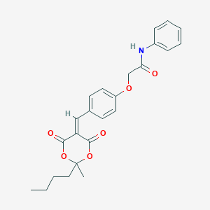 molecular formula C24H25NO6 B492948 2-{4-[(2-butyl-2-methyl-4,6-dioxo-1,3-dioxan-5-ylidene)methyl]phenoxy}-N-phenylacetamide 