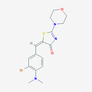 molecular formula C16H18BrN3O2S B492949 (5E)-5-[3-bromo-4-(dimethylamino)benzylidene]-2-(morpholin-4-yl)-1,3-thiazol-4(5H)-one CAS No. 667913-89-5