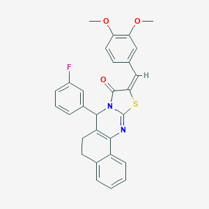 (10E)-10-(3,4-dimethoxybenzylidene)-7-(3-fluorophenyl)-5,7-dihydro-6H-benzo[h][1,3]thiazolo[2,3-b]quinazolin-9(10H)-one