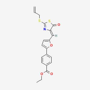 molecular formula C20H17NO4S2 B4929506 ethyl 4-(5-{[2-(allylthio)-5-oxo-1,3-thiazol-4(5H)-ylidene]methyl}-2-furyl)benzoate 