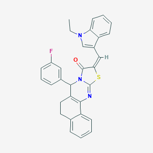 molecular formula C31H24FN3OS B492951 10-[(1-ethyl-1H-indol-3-yl)methylene]-7-(3-fluorophenyl)-5,7-dihydro-6H-benzo[h][1,3]thiazolo[2,3-b]quinazolin-9(10H)-one 
