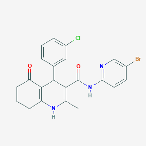 molecular formula C22H19BrClN3O2 B4929544 N-(5-bromo-2-pyridinyl)-4-(3-chlorophenyl)-2-methyl-5-oxo-1,4,5,6,7,8-hexahydro-3-quinolinecarboxamide 