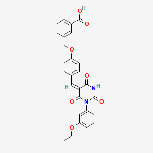 molecular formula C27H22N2O7 B4929556 3-[(4-{[1-(3-ethoxyphenyl)-2,4,6-trioxotetrahydro-5(2H)-pyrimidinylidene]methyl}phenoxy)methyl]benzoic acid 