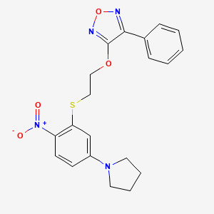 molecular formula C20H20N4O4S B4929566 3-(2-{[2-nitro-5-(1-pyrrolidinyl)phenyl]thio}ethoxy)-4-phenyl-1,2,5-oxadiazole 