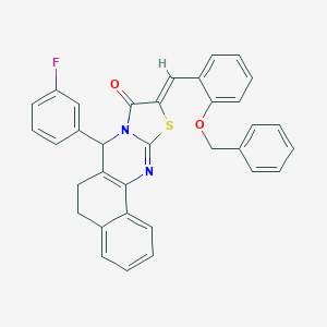 10-[2-(benzyloxy)benzylidene]-7-(3-fluorophenyl)-5,7-dihydro-6H-benzo[h][1,3]thiazolo[2,3-b]quinazolin-9(10H)-one