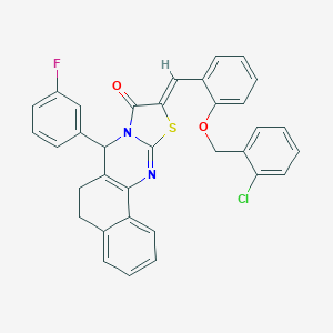 (10Z)-10-{2-[(2-chlorobenzyl)oxy]benzylidene}-7-(3-fluorophenyl)-5,7-dihydro-6H-benzo[h][1,3]thiazolo[2,3-b]quinazolin-9(10H)-one