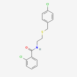 molecular formula C16H15Cl2NOS B4929640 2-chloro-N-{2-[(4-chlorobenzyl)thio]ethyl}benzamide 