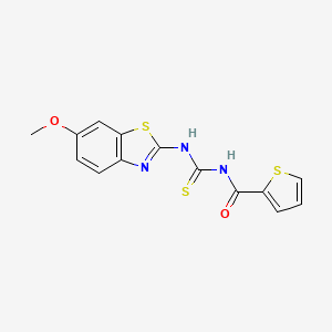 molecular formula C14H11N3O2S3 B4929648 N-{[(6-methoxy-1,3-benzothiazol-2-yl)amino]carbonothioyl}-2-thiophenecarboxamide 