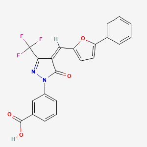 molecular formula C22H13F3N2O4 B4929666 3-[5-oxo-4-[(5-phenyl-2-furyl)methylene]-3-(trifluoromethyl)-4,5-dihydro-1H-pyrazol-1-yl]benzoic acid 