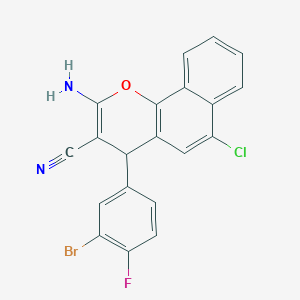 molecular formula C20H11BrClFN2O B4929692 2-amino-4-(3-bromo-4-fluorophenyl)-6-chloro-4H-benzo[h]chromene-3-carbonitrile 