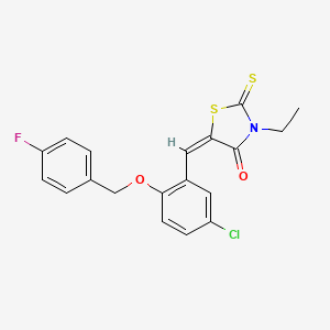 molecular formula C19H15ClFNO2S2 B4929728 5-{5-chloro-2-[(4-fluorobenzyl)oxy]benzylidene}-3-ethyl-2-thioxo-1,3-thiazolidin-4-one 