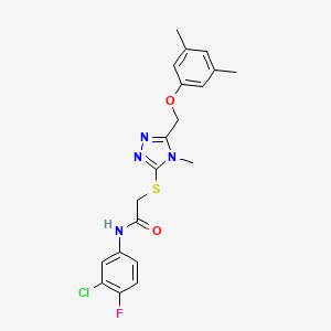 molecular formula C20H20ClFN4O2S B4929749 N-(3-chloro-4-fluorophenyl)-2-({5-[(3,5-dimethylphenoxy)methyl]-4-methyl-4H-1,2,4-triazol-3-yl}thio)acetamide 