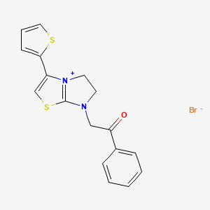 7-(2-oxo-2-phenylethyl)-3-(2-thienyl)-6,7-dihydro-5H-imidazo[2,1-b][1,3]thiazol-4-ium bromide