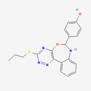 molecular formula C19H18N4O2S B4929799 4-[3-(propylthio)-6,7-dihydro[1,2,4]triazino[5,6-d][3,1]benzoxazepin-6-yl]phenol 