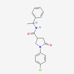 molecular formula C19H19ClN2O2 B4929878 1-(4-chlorophenyl)-5-oxo-N-(1-phenylethyl)-3-pyrrolidinecarboxamide 