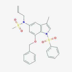 molecular formula C26H26N2O5S2 B492990 N-allyl-N-[7-(benzyloxy)-3-methyl-1-(phenylsulfonyl)-1H-indol-5-yl]methanesulfonamide 