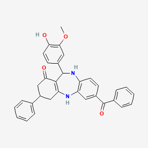 molecular formula C33H28N2O4 B4929935 7-benzoyl-11-(4-hydroxy-3-methoxyphenyl)-3-phenyl-2,3,4,5,10,11-hexahydro-1H-dibenzo[b,e][1,4]diazepin-1-one CAS No. 6085-27-4