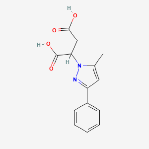 molecular formula C14H14N2O4 B4929959 2-(5-methyl-3-phenyl-1H-pyrazol-1-yl)succinic acid 