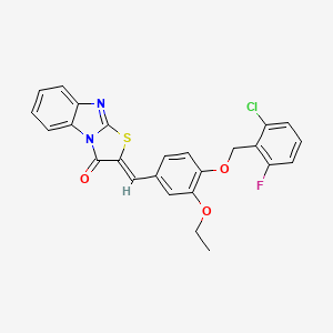 molecular formula C25H18ClFN2O3S B4929980 2-{4-[(2-chloro-6-fluorobenzyl)oxy]-3-ethoxybenzylidene}[1,3]thiazolo[3,2-a]benzimidazol-3(2H)-one 