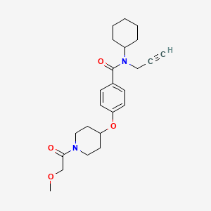 molecular formula C24H32N2O4 B4930009 N-cyclohexyl-4-{[1-(methoxyacetyl)-4-piperidinyl]oxy}-N-2-propyn-1-ylbenzamide 