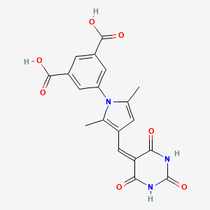 molecular formula C19H15N3O7 B4930010 5-{2,5-dimethyl-3-[(2,4,6-trioxotetrahydro-5(2H)-pyrimidinylidene)methyl]-1H-pyrrol-1-yl}isophthalic acid 