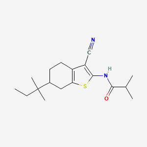 molecular formula C18H26N2OS B4930019 N-[3-cyano-6-(1,1-dimethylpropyl)-4,5,6,7-tetrahydro-1-benzothien-2-yl]-2-methylpropanamide 
