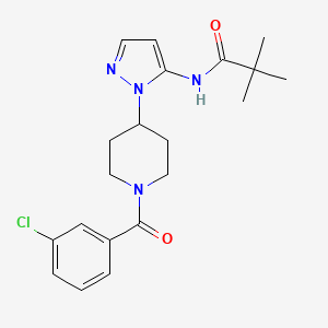 molecular formula C20H25ClN4O2 B4930049 N-{1-[1-(3-chlorobenzoyl)-4-piperidinyl]-1H-pyrazol-5-yl}-2,2-dimethylpropanamide 