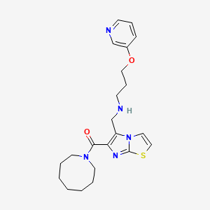 molecular formula C22H29N5O2S B4930077 N-{[6-(1-azocanylcarbonyl)imidazo[2,1-b][1,3]thiazol-5-yl]methyl}-3-(3-pyridinyloxy)-1-propanamine 