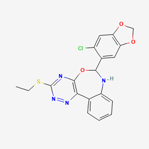 molecular formula C19H15ClN4O3S B4930082 6-(6-chloro-1,3-benzodioxol-5-yl)-3-(ethylthio)-6,7-dihydro[1,2,4]triazino[5,6-d][3,1]benzoxazepine 