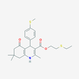 molecular formula C24H31NO3S2 B4930112 2-(ethylthio)ethyl 2,7,7-trimethyl-4-[4-(methylthio)phenyl]-5-oxo-1,4,5,6,7,8-hexahydro-3-quinolinecarboxylate 
