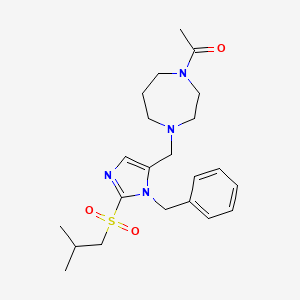 molecular formula C22H32N4O3S B4930193 1-acetyl-4-{[1-benzyl-2-(isobutylsulfonyl)-1H-imidazol-5-yl]methyl}-1,4-diazepane 