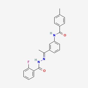 N-{3-[N-(2-fluorobenzoyl)ethanehydrazonoyl]phenyl}-4-methylbenzamide
