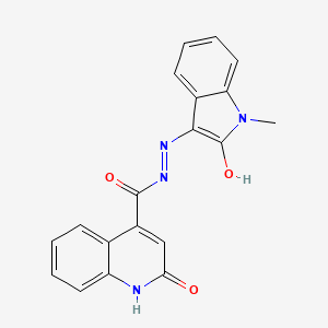 molecular formula C19H14N4O3 B4930210 2-hydroxy-N'-(1-methyl-2-oxo-1,2-dihydro-3H-indol-3-ylidene)-4-quinolinecarbohydrazide 