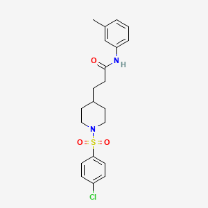 molecular formula C21H25ClN2O3S B4930223 3-{1-[(4-chlorophenyl)sulfonyl]-4-piperidinyl}-N-(3-methylphenyl)propanamide 