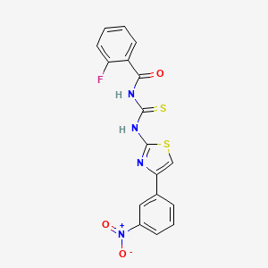 molecular formula C17H11FN4O3S2 B4930425 2-fluoro-N-({[4-(3-nitrophenyl)-1,3-thiazol-2-yl]amino}carbonothioyl)benzamide 